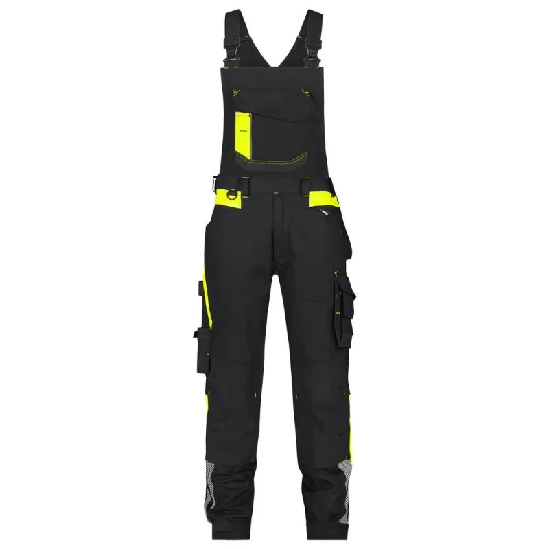 Salopette de travail stretch avec poches genoux et détails fluo - ULSAN DASSY Logix 38 Noir / Jaune fluo