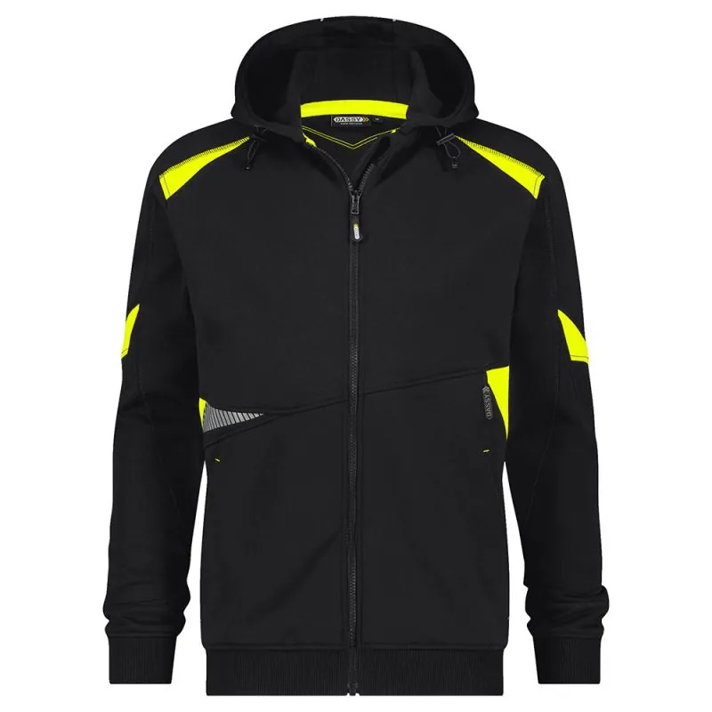 Sweat pro à capuche avec détails fluo - SANTOS DASSY Logix M Noir / Jaune fluo