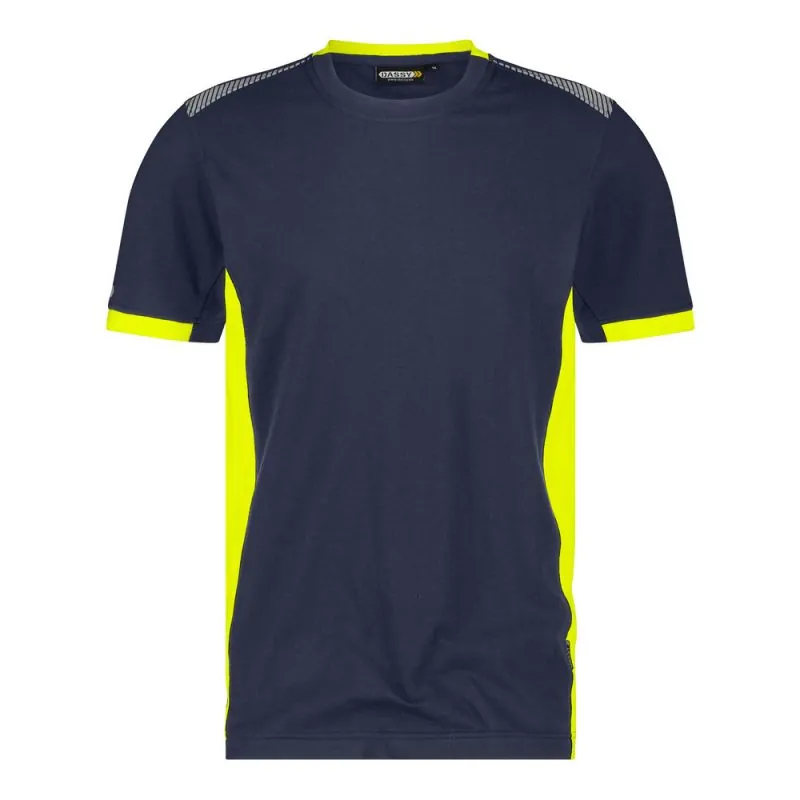 T-shirt de travail avec détails fluorescents - TAMPICO DASSY Logix XXL Bleu Nuit / Jaune Fluo