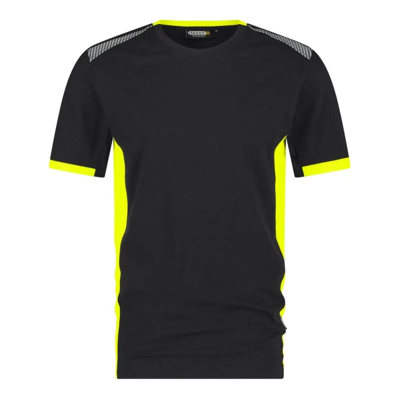 T-shirt de travail avec détails fluorescents - TAMPICO DASSY Logix S Noir / Jaune fluo