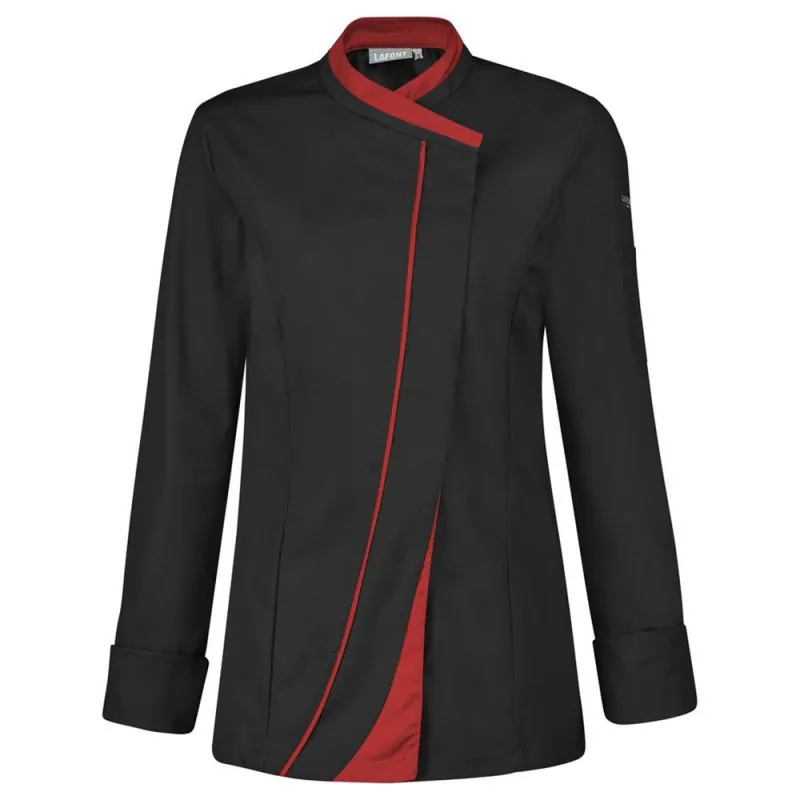 Veste de cuisine femme Lafont SAFFRON - 2SAFCP 00 / Taille XXS Noir / Rouge