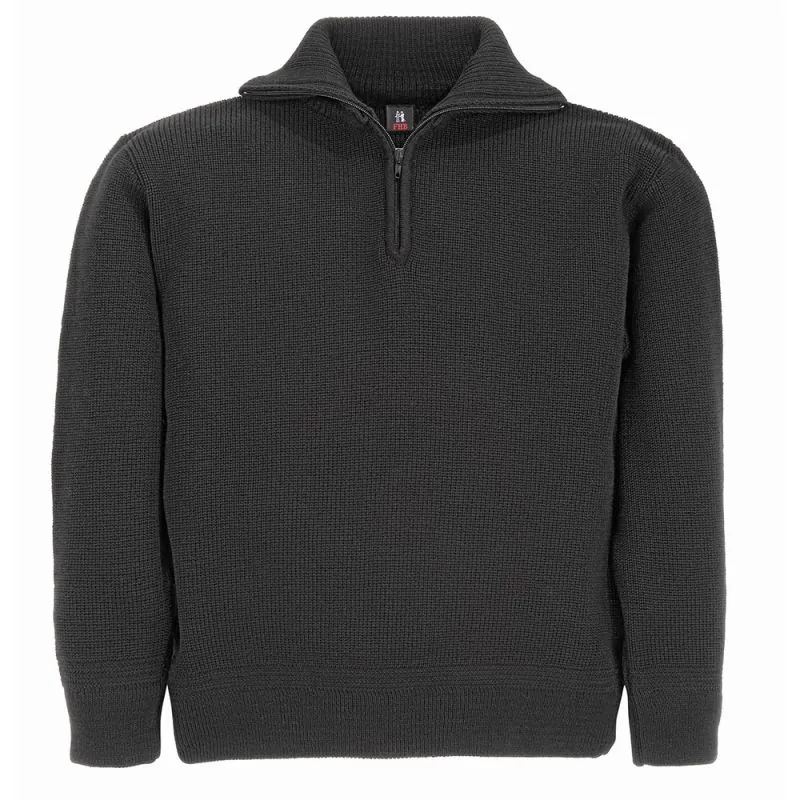 Pull de travail en laine col zippé - HINNERK FHB Noir L