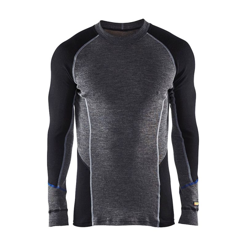 Tee-shirt thermique homme 100% laine mérinos -5°/-30°C - BLAKLADER WARM 48971732 Gris / Noir M