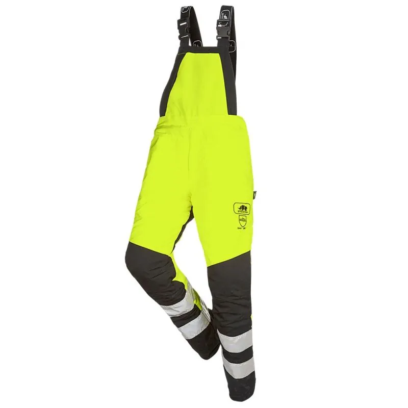 Cotte à bretelles anti-coupure classe 1 haute-visibilité ASPIN FLASH SIP PROTECTION - 1RH1 4XL Jaune Fluo / Noir