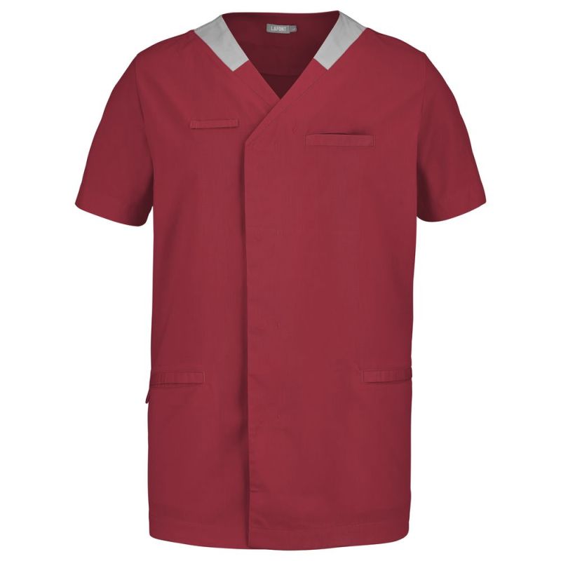 Tunique médicale homme fermeture boutons-pression Lafont AIR - 2AIRPC 2 / Taille M Bordeaux / Gris Perle