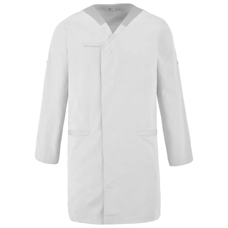 Blouse médicale homme fermeture boutons-pression Lafont WIND - 8WINPC 0 / Taille XS Blanc / Gris Perle