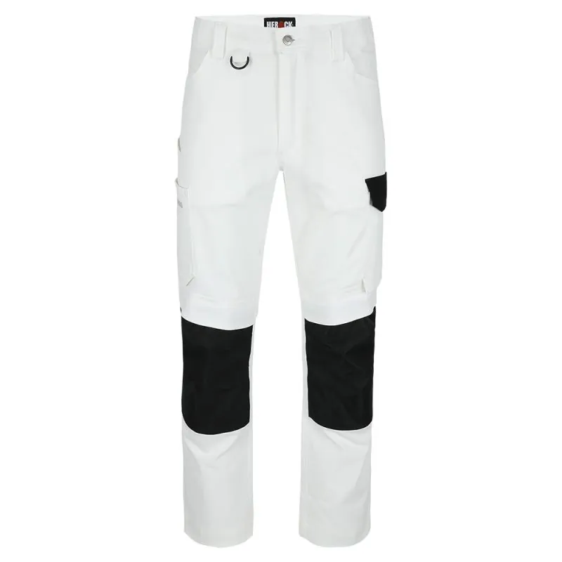 Pantalon de travail blanc en coton souple HEROCK DERO - 22MTR2101 56 Blanc / Noir