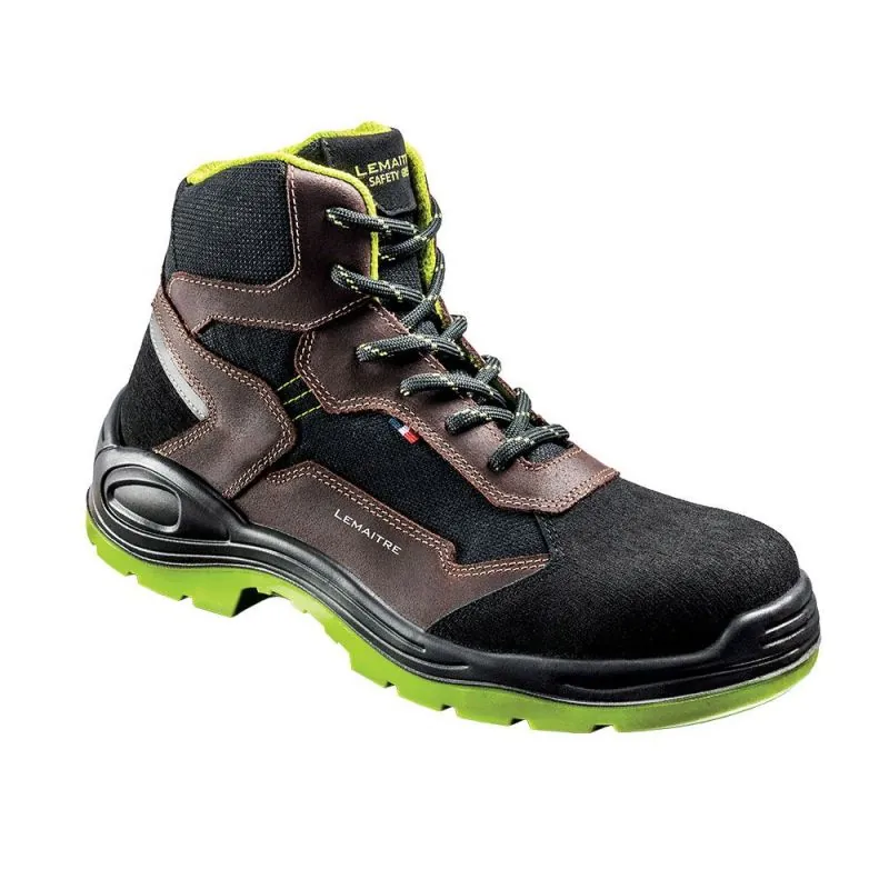 Chaussure de chantier montante S3S - LEVANTE Lemaitre Safety Green 38 Marron / Noir / Vert