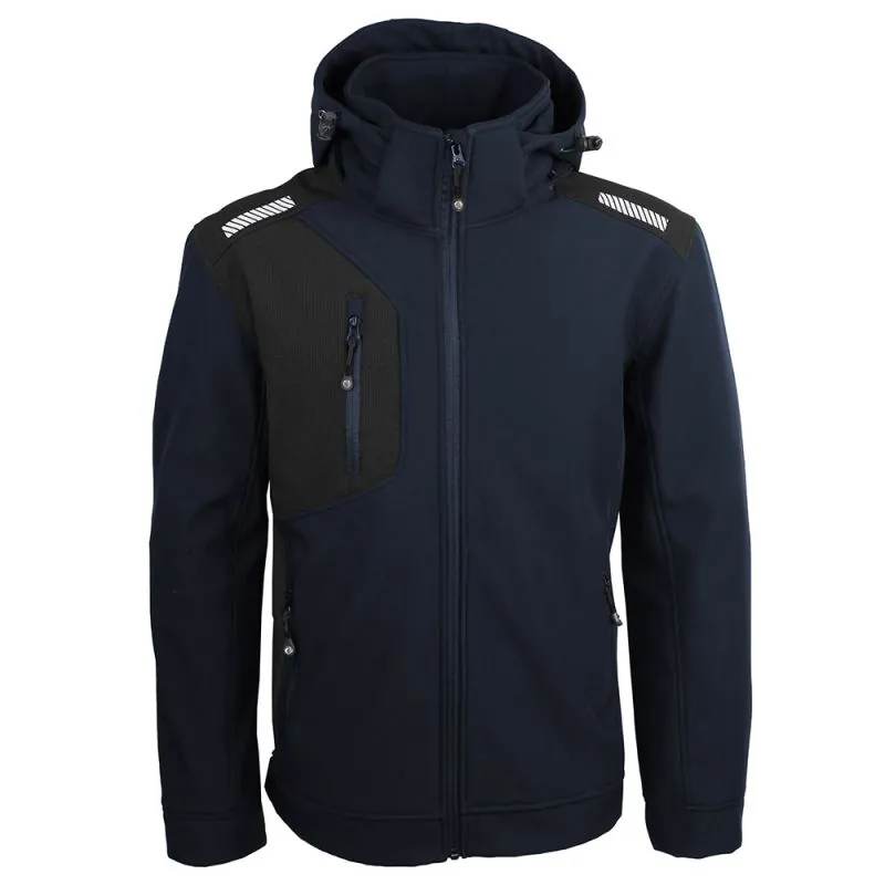 Veste softshell de travail stretch avec capuche amovible - VINTER / VINTAM / VINTOR Singer Safety Bleu Marine S