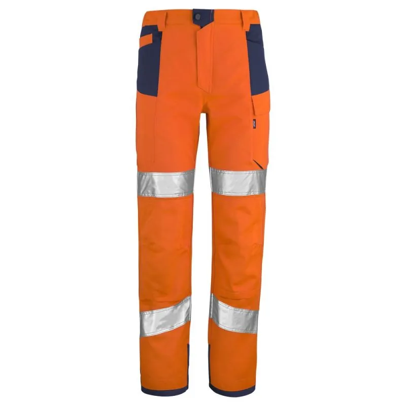 Pantalon haute visibilité avec poches genoux polyester recyclé Lafont PUPIL PI - 1HVNG3PI 6 / 60-62 Orange hivi / Bleu Marine