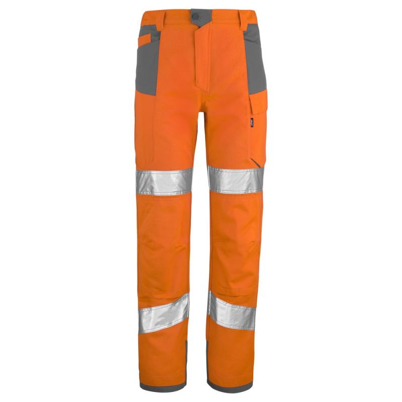 Pantalon haute visibilité avec poches genoux polyester recyclé Lafont PUPIL PI - 1HVNG3PI 2 / 44-46 Orange hivi / Gris acier