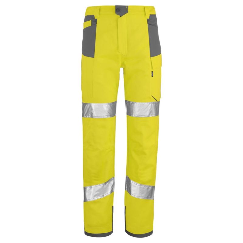 Pantalon de travail haute visibilité classe 2 Lafont IRIS PI - 1HVN3PI 2 / 44-46 Jaune hivi / Gris acier