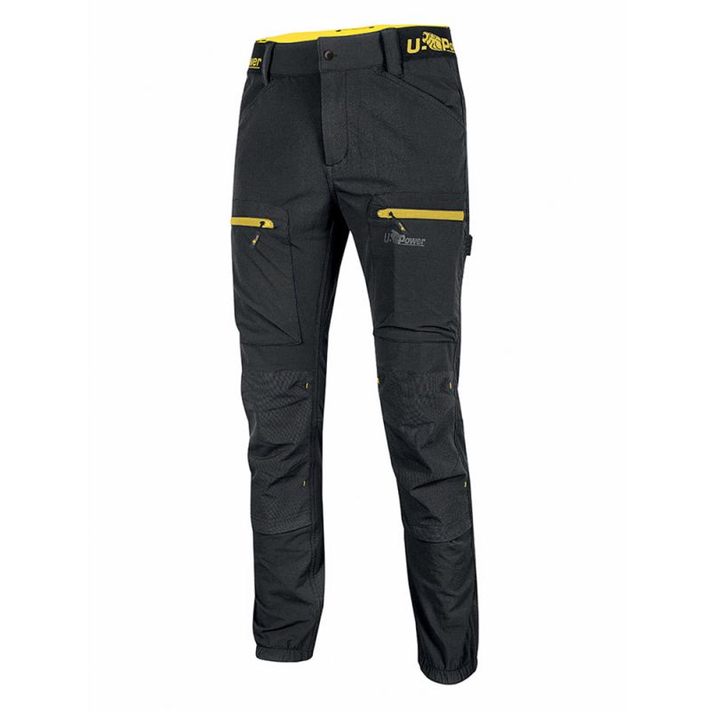 Pantalon de travail souple coupe cargo - HORIZON U-POWER M Black Carbon (noir / jaune)