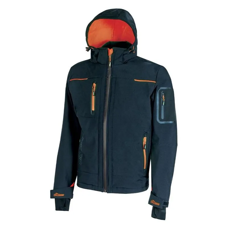 Veste softshell de travail avec doublure micro-polaire - SPACE U-POWER Future 3XL Deep Blue (bleu foncé / orange)