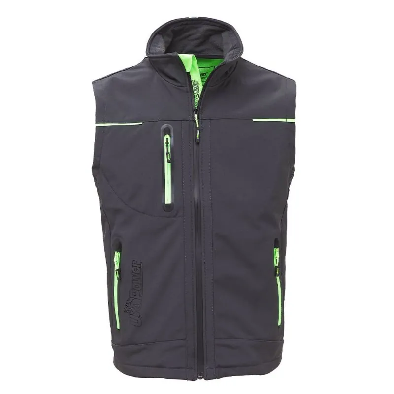 Gilet de travail softshell avec doublure micro-polaire - UNIVERSE U-POWER Future L Asphalt Grey Green (gris / vert)