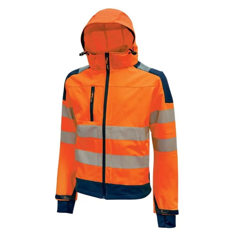 Veste softshell haute-visibilité avec capuche amovible - MIKY U-POWER Hi-Light Orange Hivi S