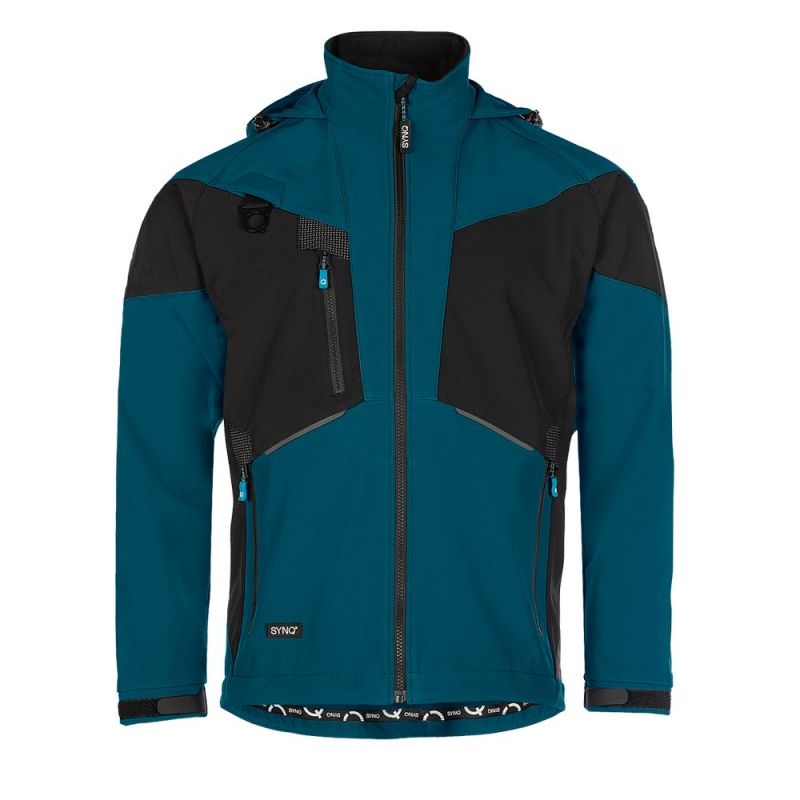 Softshell de travail imperméable en polyester recyclé - STUNTER SYNQ L Bleu Pétrole / Noir