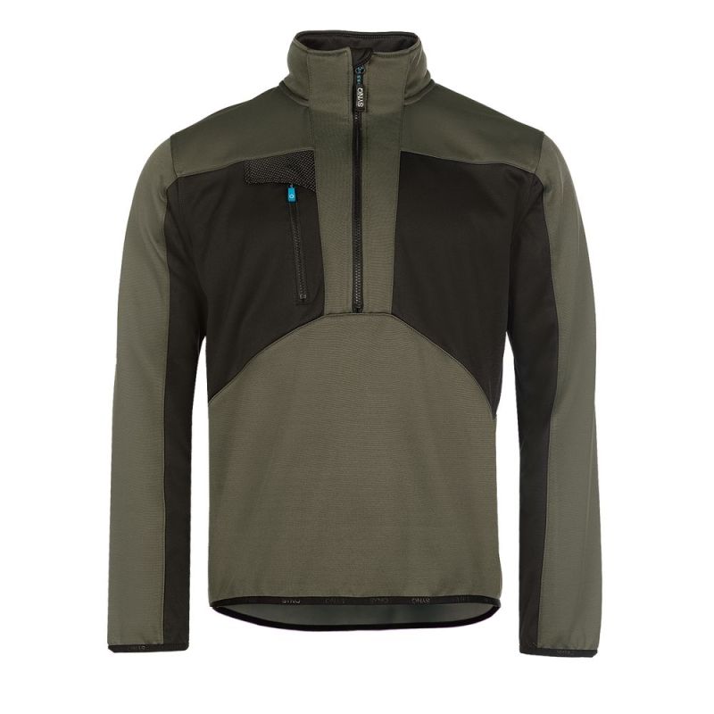 Sweat-shirt de travail col zippé en polyester recyclé - JUMPSHOT SYNQ XL Kaki / Noir