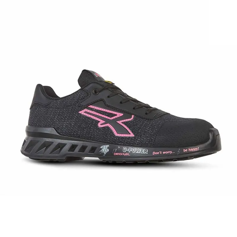 Baskets de sécurité femme légères et respirantes S1P SRC ESD - U-POWER MICHELLE Red Leve 35 Noir / Rose