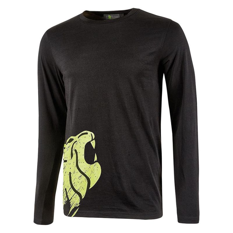 Tee shirt de travail manches longues 100% coton - U-POWER ALIEN L Black Carbon (noir / jaune)