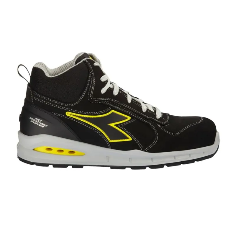 Baskets de sécurité semi-montantes en cuir S3S FO SR - RUN NET AIRBOX MID DIADORA - Déstockage 35 Noir