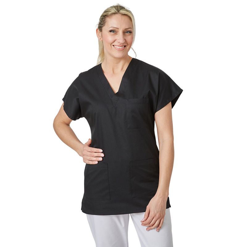 Tunique médicale noire mixte col V - TILY PBV Noir T0 / Taille S