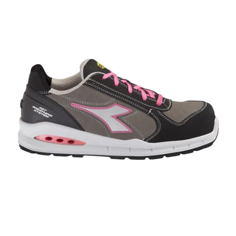 Baskets de sécurité femme respirantes S3S FO SR - RUN NET AIRBOX LOW Diadora Utility 40 Gris / Rose