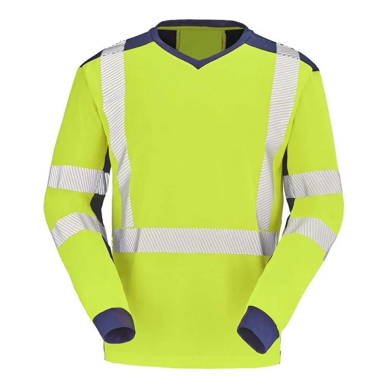 T-shirt haute visibilité anti-UV manches longues BARANNI Cepovett - 9T85PI 3 / Taille L Jaune hivi / Bleu Marine