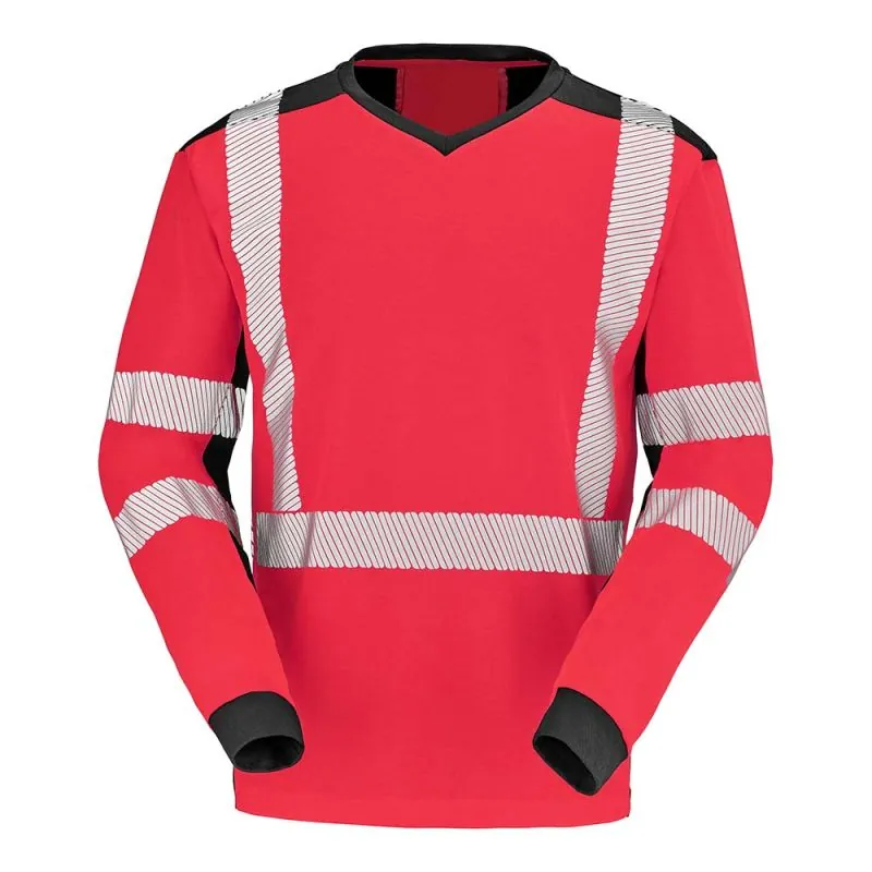 T-shirt haute visibilité anti-UV manches longues BARANNI Cepovett - 9T85PI 6 / Taille 3XL Rouge hivi / Noir