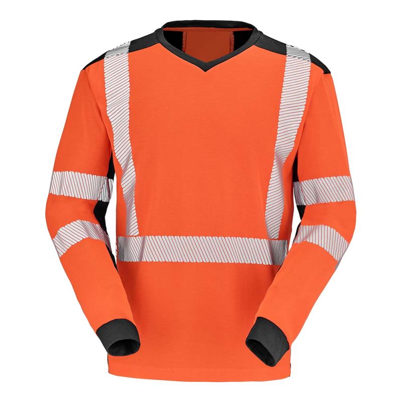 T-shirt haute visibilité anti-UV manches longues BARRANI Cepovett - 9T85PI 3 / Taille L Orange hivi / Noir