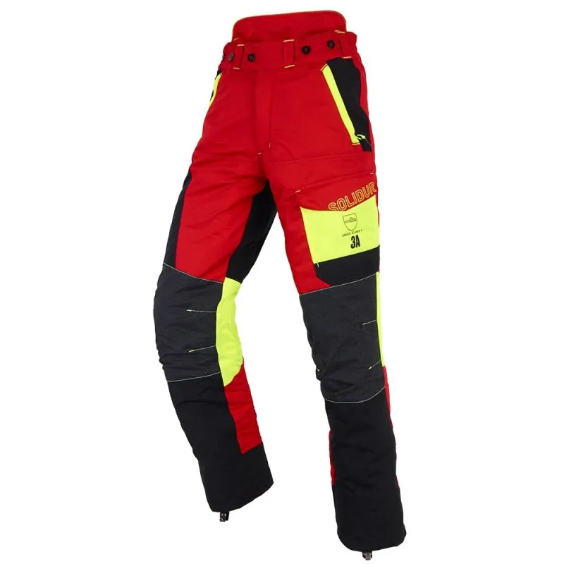 Pantalon anti coupure classe 3 type A - SOLIDUR COMFY COPA3ARE 4XL Rouge / Jaune / Noir
