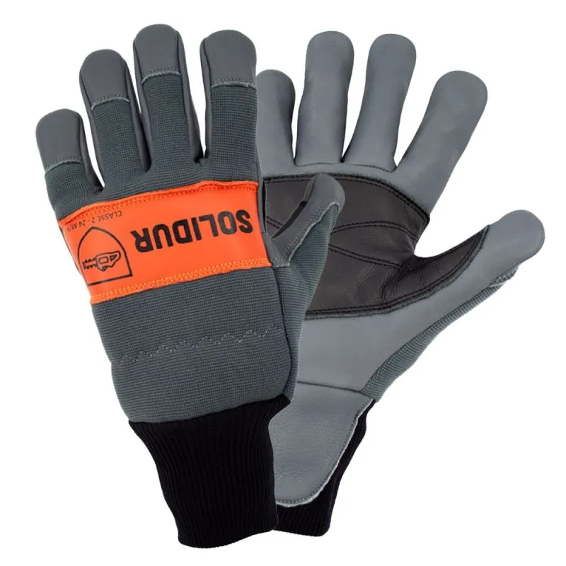 Gants de forestier protection main gauche Classe 2 - OAK SOLIDUR 12 Gris / Orange