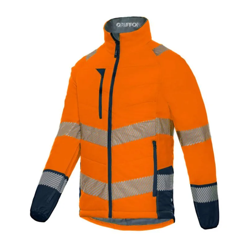 Blouson haute visibilité matelassé et coupe-vent - GRIFFON T2S Orange hivi / Bleu Marine XXL