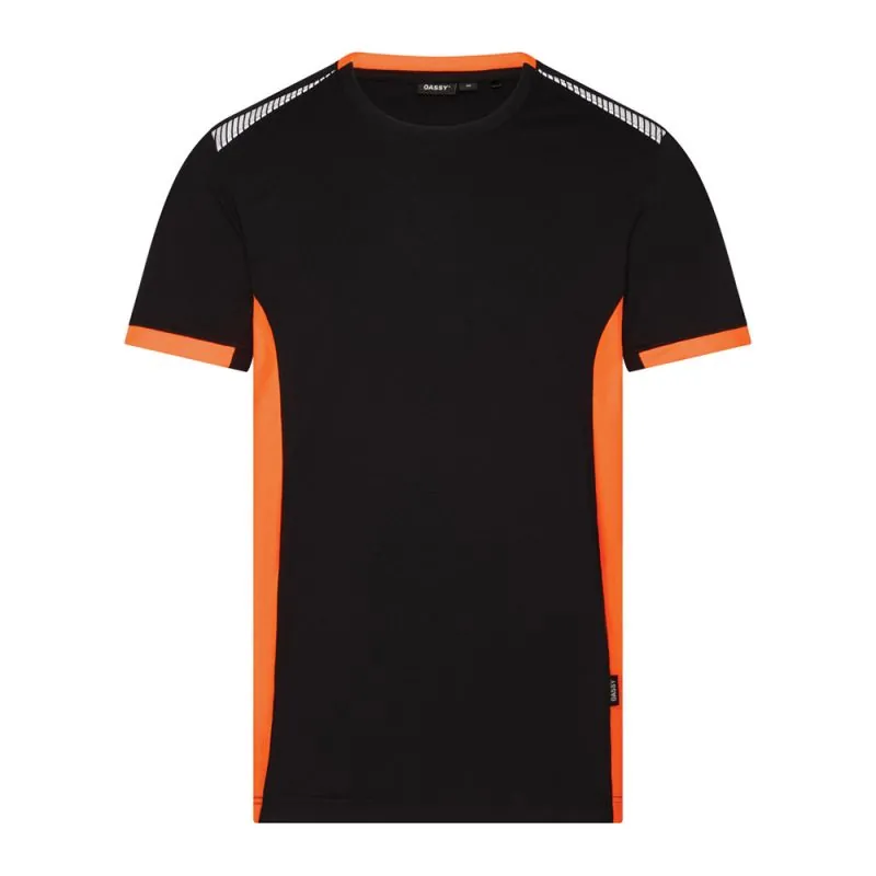 T-shirt de travail avec détails fluorescents - TAMPICO DASSY Logix XXL Noir / Orange fluo