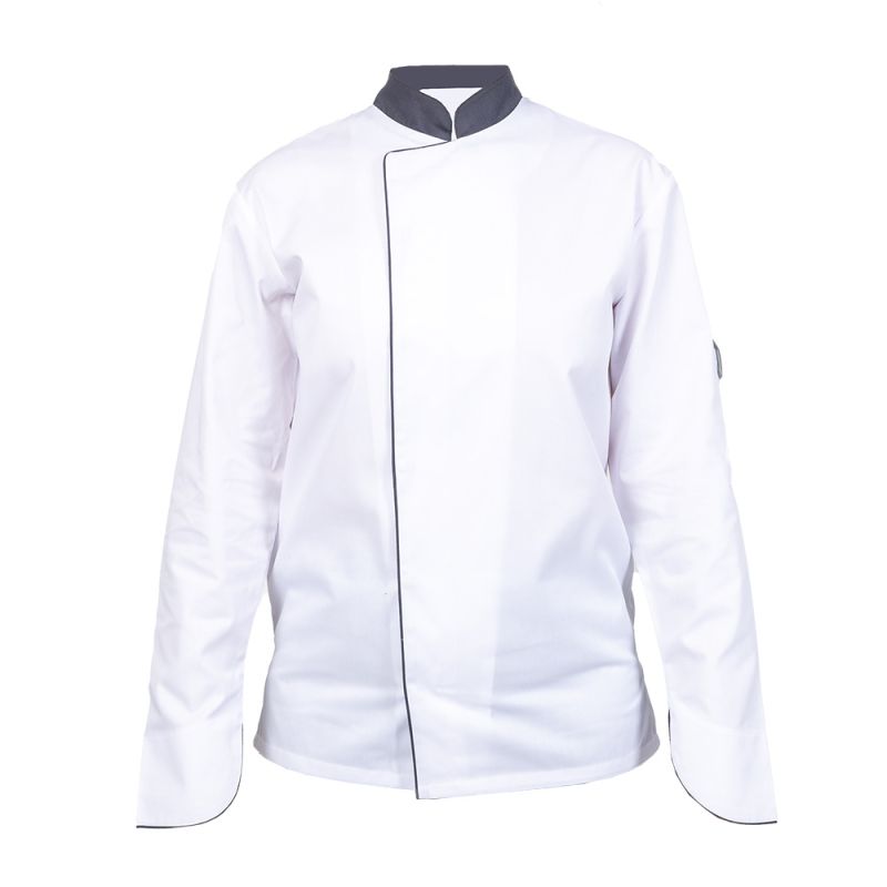 Veste de cuisine mixte manches longues - VENIS PBV T1 / Taille M Blanc / Gris foncé