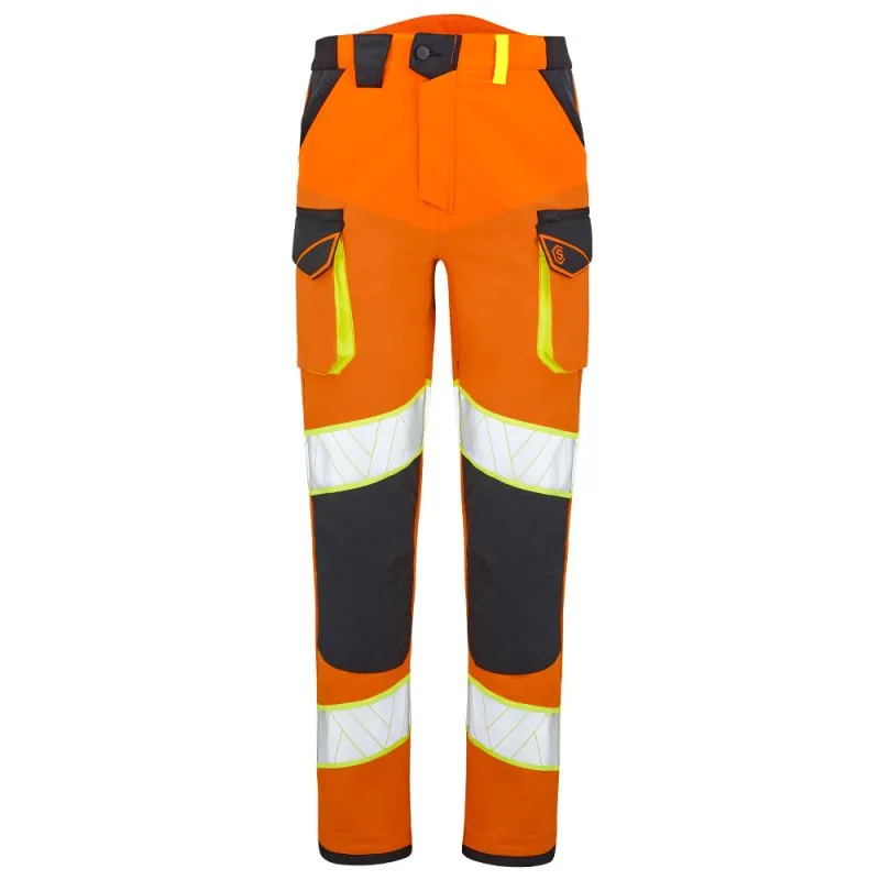 Pantalon haute visibilité stretch avec poches genoux HELIOS - 9B35PI CEPOVETT Fluo Nova 44 Orange Fluo / Noir