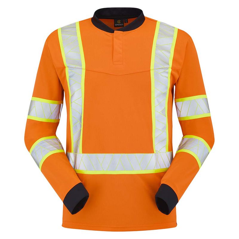Polo haute visibilité manches longues BORÉAS - 9T035PI CEPOVETT Fluo Nova 5 / Taille XXL Orange Fluo / Noir