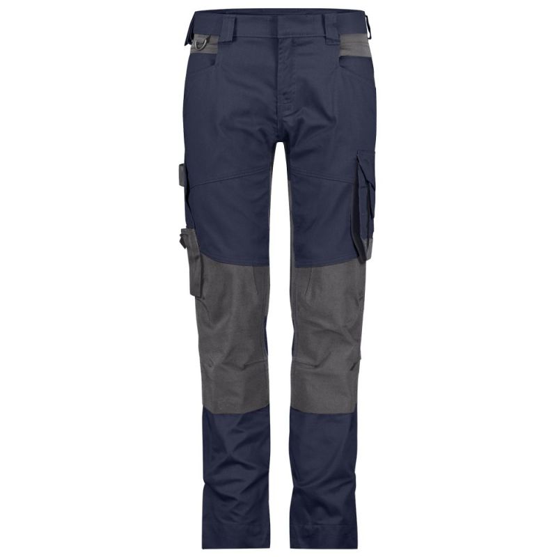 Pantalon de travail femme avec poches genoux et tissu stretch - DASSY DYNAX WOMEN NEXT 50 Bleu Nuit contrasté Gris