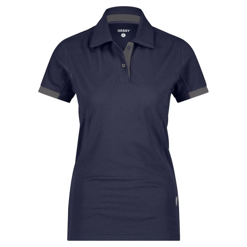 Polo de travail femme anti UV et respirant - DASSY TRAXION NEXT WOMEN Bleu Nuit contrasté Gris M