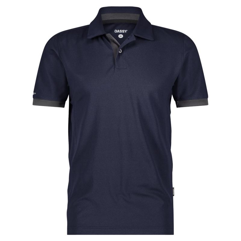 Polo de travail anti UV manches courtes - DASSY TRAXION NEXT Bleu Nuit contrasté Gris 4XL