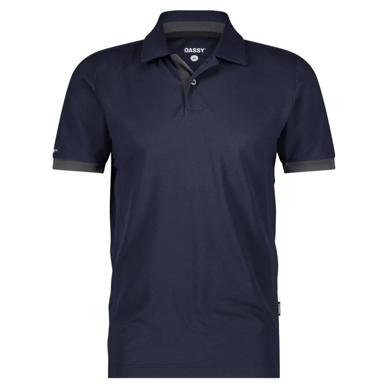 Polo de travail anti UV manches courtes - DASSY TRAXION NEXT Bleu Nuit contrasté Gris M