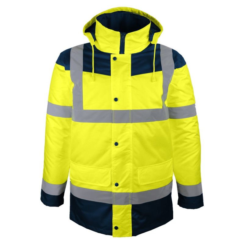 Parka haute visibilité jaune imperméable classe 3 - SINGER PALERME Jaune hivi / Bleu Marine XXL