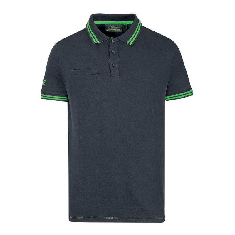 Polo de travail souple avec poche poitrine WAY U-POWER - WEY264 4XL Asphalt Grey Green (gris / vert)