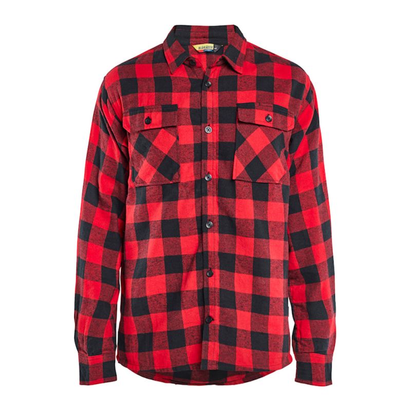 Chemise de travail manches longues en flanelle 100% coton - 32881168 BLAKLADER STRIKER Rouge / Noir L