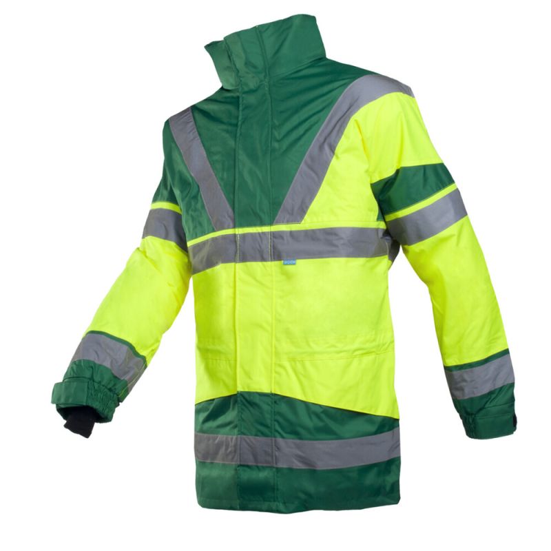 Parka de pluie haute visibilité 4 en 1 - SKOLLFIELD SIOEN 2 / Taille M Jaune hivi / Vert Foncé