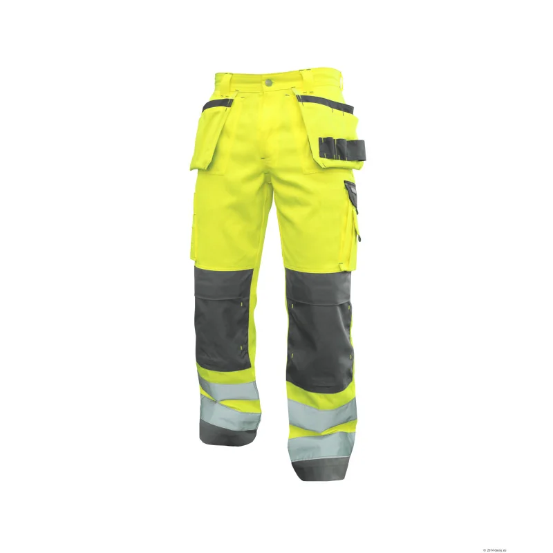 Pantalon de chantier haute visibilité avec poches flottantes - DASSY GLASGOW 58 Jaune Fluo / Gris Ciment