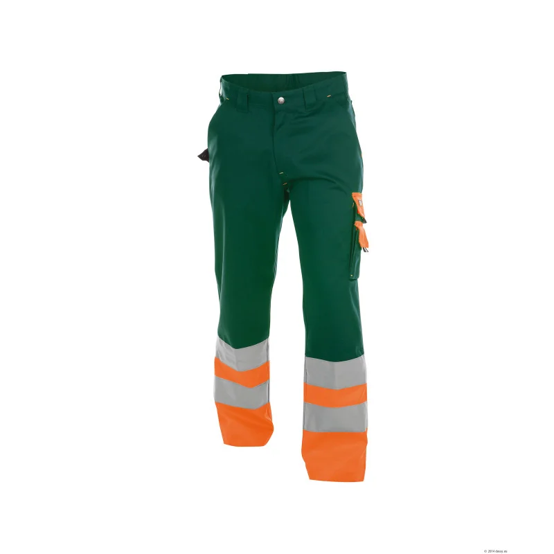Pantalon de travail Haute Visibilité EN 20471 Classe 1 - DASSY OMAHA 300 62 Vert Bouteille / Orange Fluo