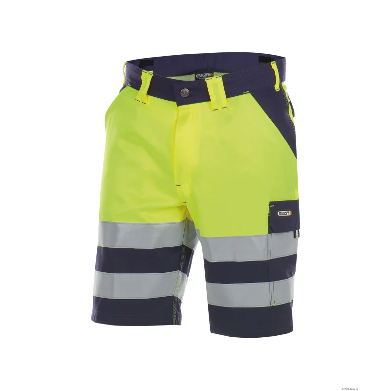 Short de travail Haute Visibilité EN 20471 Classe 1 - DASSY VENNA 245 46 Marine / Jaune Fluo