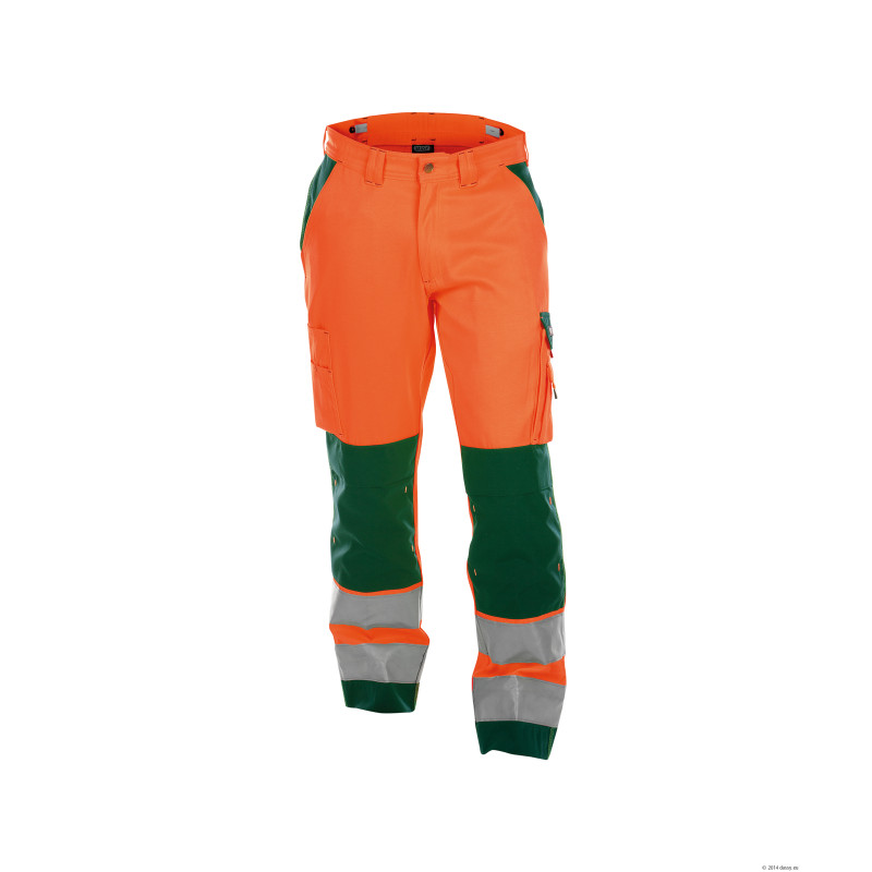 Pantalon de travail Haute Visibilité - DASSY BUFFALO 300 54 Orange Fluo / Vert Bouteille