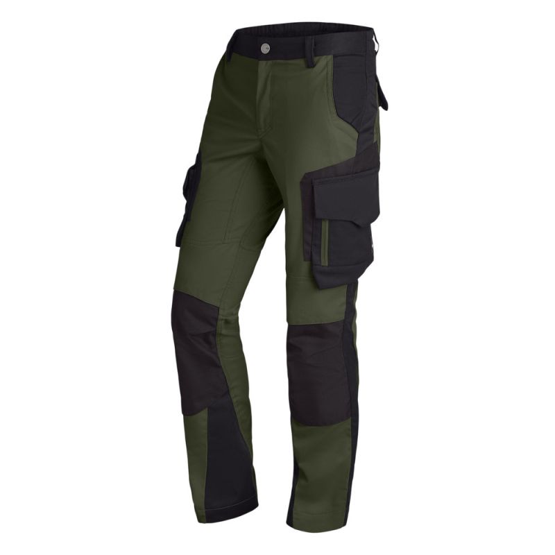 Pantalon de travail femme avec poches genouillères - FHB ANNETTE 46 Vert olive / Noir